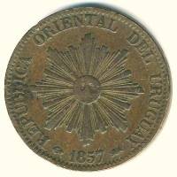 () Монета Уругвай 1857 год 20 сантимов ""  Медь  UNC